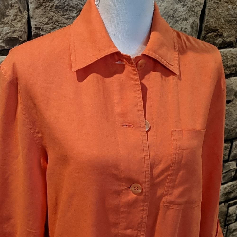Evan Picone Orange Jacket Button Down Size Small … - image 2